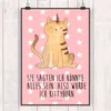 Mr. & Mrs. Panda Bild Einhorn Katze DIN A2 - Rot Pastell - Produktbild-Vorschau 2