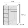 Diagram of a wardrobe with dimensions. Produktbild-Vorschau