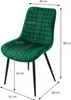 A green velvet chair with dimensions indicated by measurement lines and text. Náhled obrázku produktu