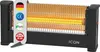 A black infrared stand heater with glowing orange heating elements, shown from a slightly diagonal front-side angle. Produktbild-Vorschau