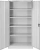 An empty, open metal cabinet with multiple shelves. Produktbild-Vorschau