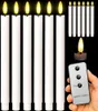 12er Set Echtwachs LED Stabkerzen 25 cm in Weiß, warmweiß Produktbild-Vorschau 1