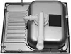 The underside of a stainless steel sink with a drainpipe attached. Náhľad obrázku produktu