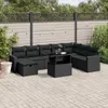 Möbel 9-tlg. Garten-Sofagarnitur mit Kissen Schwarz Poly Produktbild-Vorschau 1