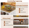 A split image showing the top of a coffee table with items on it and a shelf below with books and a decorative item. Text overlays describe features. Anteprima dell’immagine prodotto