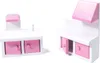 Two miniature dollhouse furniture pieces, a sink and a cabinet, are shown against a white background. Voir les images du produit