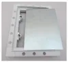 A white plastic frame with a silver metal plate resting on it, set against a white background. Produktbild-Vorschau
