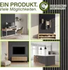 A collage of four images showcasing acoustic wall panels in different home settings: a home office, an entryway, a living room with a TV, and a kitchen island. Produktbild-Vorschau