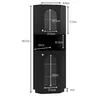 A diagram of a black corner cabinet with dimensions indicated by measurement lines and text. Produktbild-Vorschau