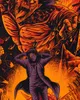 An illustration of a giant titan looming over a person with their hands on their head. Produktbild-Vorschau