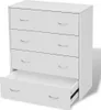 A white chest of drawers with four drawers, one of which is partially open, shown against a white background. Náhled obrázku produktu
