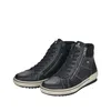 A pair of black high-top sneakers with zippers and laces, shown from a slightly elevated side angle on a white background. Voir les images du produit