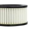 A close-up, studio shot of a white pleated filter with black plastic rims on a white background. Produktbild-Vorschau