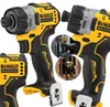 Collage of DeWalt cordless drills and batteries, with inset images showing the drill in use. Produktbild-Vorschau