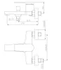 Technical drawing of a bathtub faucet with dimensions. Produktbild-Vorschau