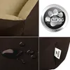 A collage of four images showing details of a dog bed, including its material, a logo, water resistance, and a brand tag. Náhled obrázku produktu