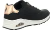 A side view of a black Skechers sneaker with rose gold accents. Náhled obrázku produktu
