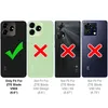 A collage of four phone cases, each with a checkmark or an X indicating compatibility. Produktbild-Vorschau