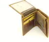 An open brown leather wallet with cards inside, displayed against a white background. Produktbild-Vorschau