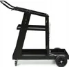 A black metal welding cart with two shelves and wheels, shown from the side against a white background. Náhľad obrázku produktu