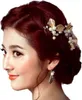 Pince à cheveux mariage avec perles blanches et feuilles Voir les images du produit 3