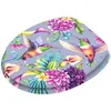 A toilet seat with a hummingbird and floral pattern. Produktbild-Vorschau