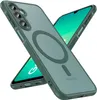 A green phone case with a magnetic ring is shown with a phone screen visible underneath.