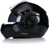 A black motorcycle helmet with the visor and sun visor open, shown from a three-quarter front angle on a white background. Produktbild-Vorschau