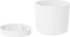 A white cylindrical pot and its separate white saucer are displayed against a white background. Voir les images du produit