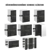 A collage of different kitchen cabinets with labels. Produktbild-Vorschau