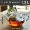 Creano Teekanne aus Glas 1,2l, 3-Teilige Glasteekanne mit Produktbild-Vorschau 2