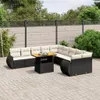 vidaXL 11-tlg. Garten-Sofagarnitur mit Kissen Schwarz Poly Produktbild-Vorschau 2