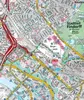 A detailed map of a city district, showing streets, buildings, and public transport lines. Náhled obrázku produktu