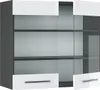 A modern, wall-mounted kitchen cabinet with glass doors and drawers. Anteprima dell’immagine prodotto