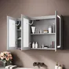 SONNI 90 x 60 x 12,5 cm Dreitüriger Spiegelschrank aus Holz Produktbild-Vorschau 3