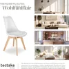 A collage of images showcasing a white chair in different room settings and a close-up of the chair. Náhled obrázku produktu