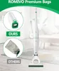 A vacuum cleaner with two comparison images of dust bags. Produktbild-Vorschau