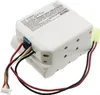 A white battery pack with wires and connectors is shown against a white background. Voir les images du produit