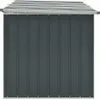 A front view of a gray garden storage box with a silver roof. Podgląd zdjęcia produktu