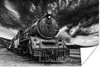 MuchoWow® Poster Schwarz-Weiß-Foto einer Dampfeisenbahn im Produktbild-Vorschau 1