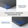 Close-up views and text descriptions of a desk's features. Voir les images du produit