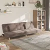 Schlafsofa 2-Sitzer mit 2 Kissen Taupe Stoff Produktbild-Vorschau 2