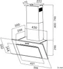 A technical drawing with dimensions of a kitchen range hood. Produktbild-Vorschau