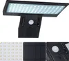 A collage of images showing a solar-powered wall light, its LED array, solar panel, and motion sensor. Produktbild-Vorschau