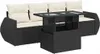 vidaXL 5-tlg. Garten-Sofagarnitur mit Kissen Schwarz Poly Produktbild-Vorschau 1
