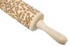 A wooden rolling pin with an engraved floral pattern. Produktbild-Vorschau