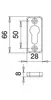 Technical drawing with dimensions of a keyhole escutcheon plate. Produktbild-Vorschau