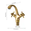 A brass faucet with dimensions indicated by lines and text. Podgląd zdjęcia produktu