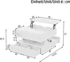 A technical drawing of a white coffee table with dimensions indicated by numbers and lines. Produktbild-Vorschau