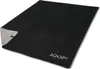 A black and gray blanket is laid out on a white background. Produktbild-Vorschau